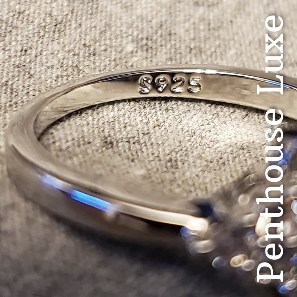 Radiant Cut Blue Sapphire Silver Ring - Picture 3 of 4